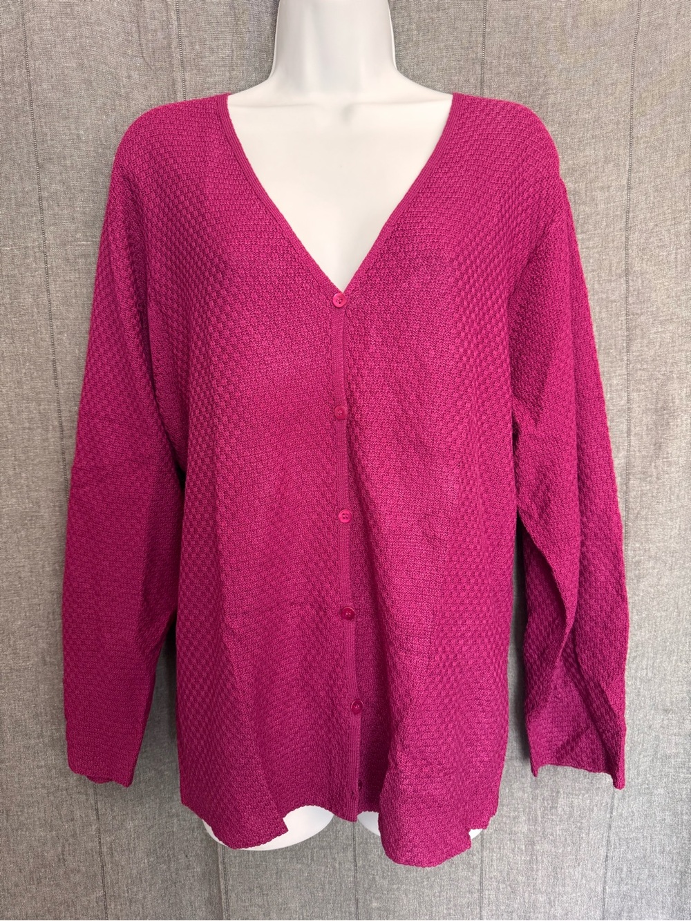 Eileen Fisher Purple 100% Silk Cardigan Button Up Sweater V Neck 2X Plus Size